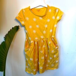 Cat & Jack girls short sleeve yellow dress with flowers and pockets size 10/12 L